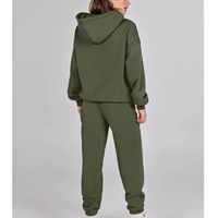 Ensemble de survêtement d'hiver pour femmes, luxueux, uni, ample, avec logo personnalisé, sweat-shirt et pantalon de jogging en coton, deux pièces