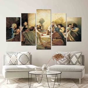 Toile imprimée : La Cène - Décoration religieuse chrétienne, toile enveloppée 5Pmix - Product Image 1