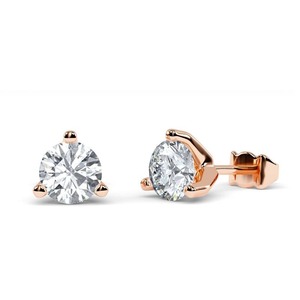 Pendientes de diamantes redondos de 3 puntas con 0.30 quilates de diamantes cultivados en laboratorio en platino para boda o compromiso. - Product Image 3