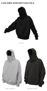 Pull cagoule à capuche pour hommes 100% coton noir blanc gris à capuche personnalisé brodé sérigraphie cagoule Double sweat à capuche - Product Image 6