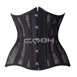 Corsé negro ligero de malla para entrenamiento de cintura con varillas de acero - Product Image 3