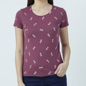 Camiseta Elástica de Corte Regular para Mujer, Estampado a Cuadros de Verano, Ofrece Comodidad, Durabilidad y Soporte de Personalización Completa - Product Image 1