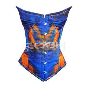 2026 New Arrival Blue & Orange Marble Print Underwire Cups Overbust <b>Corset</b> Evening Party Wear <b>Corset</b> <b>Bustier</b> Top Supplier - Product Image 1