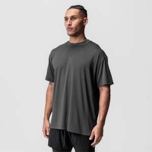 Grey Oversized Training Tee Performance Gym <b>Shirt</b> Sweat-<b>Wicking</b> Antimicrobial Quick Dry Boxy Fit Athletic Training <b>T</b> <b>Shirt</b> - Product Image 2