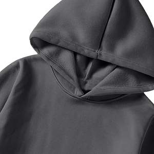 Sudadera con Capucha Personalizada con Logotipo, Sudadera Corta de Algodón Grueso de Estilo Gótico Negro para Hombre, Sudadera Lisa de Color Sólido - Product Image 4