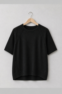 เสื้อสเวตเตอร์ไหมพรมแขนสั้นสีเขียวมะกอกสำหรับผู้หญิง คอกลม สีพื้น เรียบง่าย สวมใส่สบาย ผลิตจากผ้าฝ้าย 100% เหมาะสำหรับฤดูใบไม้ผลิ เนื้อผ้าเบาสบาย - Product Image 5