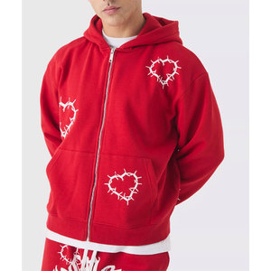 Sweats à capuche pour hommes personnalisés 100% coton Sweat à capuche épais Vêtements décontractés pour hommes Sweat à capuche à fermeture éclair 2025 - Product Image 1