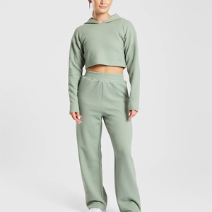 Ensemble de sweats à capuche courts pour femmes à quantité minimale de commande bas Créez votre propre logo sur le devant Sweatshirts courts personnalisés - Product Image 1