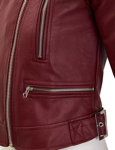 Chaqueta de Cuero Genuino Acolchada de Invierno para Mujer, Estilo Occidental, Talla Grande, Transpirable, Personalizable, Forrada de Lana - Product Image 4