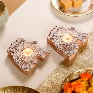 Customizable Wooden <b>Tealight</b> <b>Holder</b> for Festive and Wedding Table Decoration Home Decoration from Indian Supplier - Product Image 2