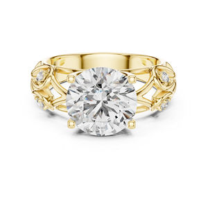 แหวนแต่งงานเพชรทรงกลมสีเหลืองทอง 14K สำหรับผู้หญิง |   แหวนสำหรับงานปาร์ตี้ |   นิว กราทวอน ไดมอนด์ - Product Image 1