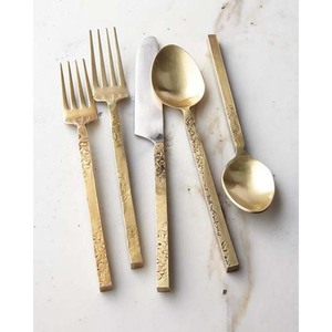 High Quality <b>Gold</b> Plated Thick Handle <b>Cutlery</b> <b>Set</b> Stainless Steel Royal Design Wedding Luxury Gift - Product Image 5