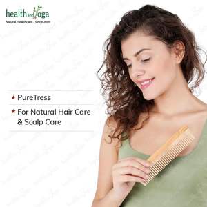 HealthAndYoga PureTress Peigne à dents larges en bois de Neem Non statique Écologique Sans plastique Apaise le cuir chevelu Favorise la croissance des cheveux - Product Image 4