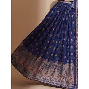 Lehenga Choli Chinon Azul con Estampado Digital y Dupatta, Elegantes Vestidos de Noche - Product Image 1