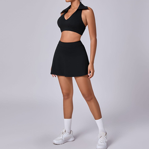 Conjunto de Falda y Camiseta Deportiva de Manga Corta con Cuello Redondo, Transpirable y de Secado Rápido para Mujer, Ideal para Tenis, Yoga y Uso Casual al Aire Libre - Product Image 4
