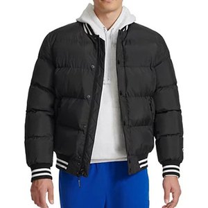 Veste matelassée à bulles pour homme avec logo personnalisé, noire, brillante, vintage, coupe-vent, écologique, rembourrée - Product Image 1