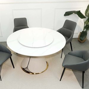 Modern Extendable <b>Dining</b> <b>Table</b> with Stone Top and Leather-Legs GAK-T133 - Product Image 4