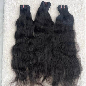Extensiones de cabello Remy virgen indio Premium Genius Machine Doble trama Extremos completos Estilo de onda recta sedosa Blanqueado económico - Product Image 1