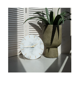 Diseño moderno Italia Bianco Carrara Mármol blanco Piedra Alarma Redondo Mármol Decoración Reloj de pared - Product Image 4