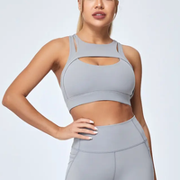 Spandex Nylon Sexy Confort Entraînement Mode Personnalisé Sport Col Haut Courir Antichoc Yoga Soutien-Gorge Fitness Débardeur Femmes Sport Soutien-Gorge