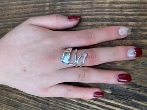 Forma de onda Estilo elegante Geométrico 100% Plata de Ley 925 Onda Anillo de dedo ajustable abierto para niñas Anillo de joyería fina para ella - Product Image 2