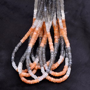 Cuentas Redondas de Piedra Lunar Natural Facetada Heishi de 4mm-5mm, Calidad AAA+, para Joyería - Product Image 1