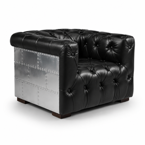 Sofá Chesterfield de Cuero de Búfalo Hecho a Mano, Estilo Aviador, Industrial, Vintage, de Aluminio, 3 Plazas, Muebles de Lujo para Sala de Estar - Product Image 4