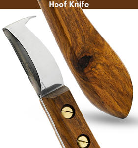 Herramientas de herrador de alta calidad, cuchillo de bucle de acero grande, limpieza y recorte de pezuñas de caballo, mango de madera multiusos antideslizante - Product Image 5