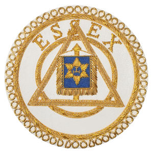 DELANTAL MASONICO ARTESANAL PROVINCIAL CON LOGOTIPO VALENCIA-BORDADO A MANO CON BOLLÓN DE PLATA - Product Image 5