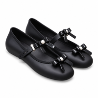 Chaussures plates Mary Jane en PVC pour femmes, bout rond, avec double nœuds et bride à boucle