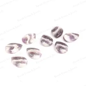 Haute qualité 10x14mm poire naturel lisse améthyste dentelle Agate pierres précieuses fabrication de bijoux Briolette perles de pierre en vrac pour boucles d'oreilles