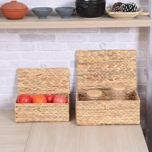 Unique Design Handwoven Natural Water Hyacinth <b>Storage</b> <b>Boxes</b> With Lids for Home Decor and <b>Kitchen</b> Organization - Product Image 4