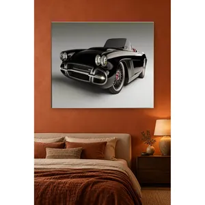 Impression sur toile Fida Black Concept Corvette en gris Studio - Product Image 1