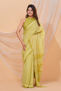 Mulmul de coton traditionnel indien dessiné à la main Ajrakh léger à séchage rapide Saree Blouse nouveau Bollywood Designer mariages d'été - Product Image 4