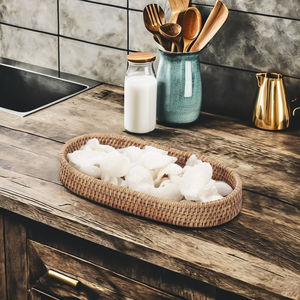 Bandeja de tocador ovalada de ratán al por mayor de TienPhong Vietnam-Organizador de baño y tocador tejido a mano - Product Image 1