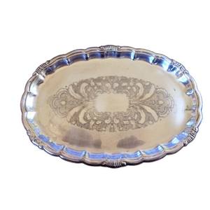 Bandeja de Servir Ovalada Plateada Vintage Ecológica, Hecha a Mano, Duradera, Grabada, Regalo para Cocina Nueva, Directo de Fábrica - Product Image 4