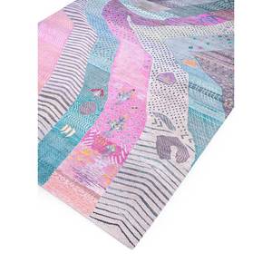 Alfombra Manchaha de Lana y Seda de Bambú con Patrón Abstracto, Anudada a Mano, Rosa y Morado, para Uso Doméstico - Les-1244 - Product Image 2