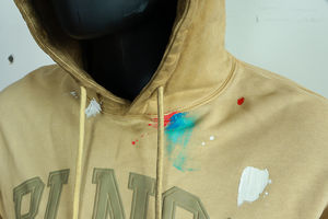 เสื้อฮู้ดดี้ผู้ชายทรงโอเวอร์ไซส์ผ้าฝรั่งเศสเนื้อหนา 420 กรัม ตกแต่งด้วยคริสตัล  ผ้าคอตตอนหนา  แบบเรียบ  ไม่มีลาย  น้ำหนักมาก  มีฮู้ดขนาดใหญ่ - Product Image 3