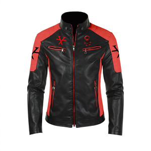 Giacca in pelle Slim Fit T6X con colletto rialzato rosso e nero per abbigliamento da corsa per moto e Auto - Product Image 3