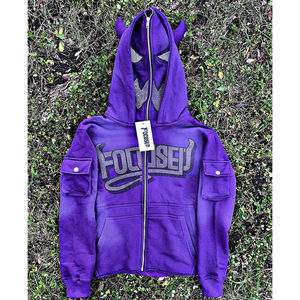 Sudaderas con capucha para niños Sudadera con capucha roja Cremallera Máscara Diseño Focused Graphic Boys Girls Streetwear Disfraz Diversión Casual Prendas de abrigo Servicio OEM - Product Image 6