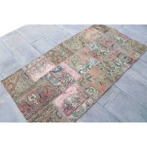 Vintage 3.3x6.2 ft Rug, Turkish Rug, <b>Red</b> Ikat Rug <b>Wool</b> - Product Image 3