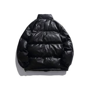 Doudoune en cuir avec logo personnalisé OEM pour hommes Blouson aviateur en cuir personnalisé Écusson brodé sur mesure Doudoune pour homme - Product Image 3