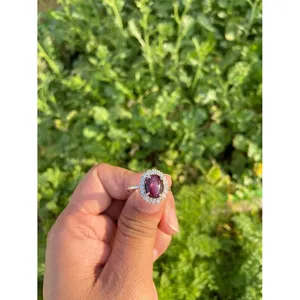 Anillo de Rubí Estilo Romántico, Corte Ovalado, Anillo de Diamantes y Rubí, Plata de Ley 925, Joyería de Piedras Preciosas Hecha a Mano, Proveedor Mayorista - Product Image 3