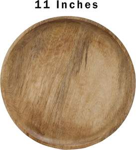 แผ่นไม้ทรงกลมขนาด11นิ้วสำหรับมื้อค่ำจานไม้ธรรมชาติแท่นชาร์จสำหรับวางตรงกลางธรรมชาติ4แพ็ก - Product Image 5