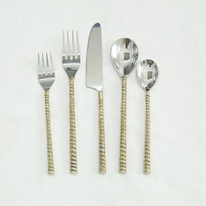 Cubiertos de acero inoxidable con bolas de aluminio, juego de cubiertos reales pulidos, diseño hecho a mano, nuevo diseño - Product Image 6