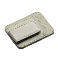 Dompet Kulit Asli RFID Slim Unisex Grosir, Model Vintage Kasual Warna Emas Solid, Penjepit Uang Modis, Portabel untuk Penggunaan Sehari-hari, OEM
