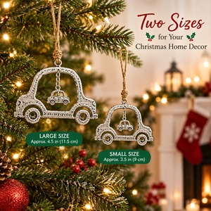 Ornement suspendu en forme de voiture en métal argenté, accessoire classique pour la décoration de l'arbre de Noël - Product Image 5