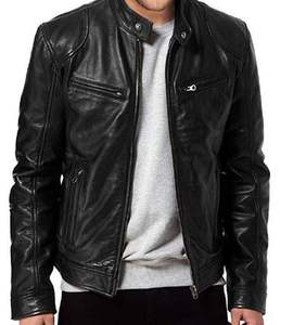 Vente en gros 2025 Veste en cuir PU respirante avec fermeture éclair et poignets côtelés Col personnalisé Veste en cuir de qualité tendance pour hommes - Product Image 4