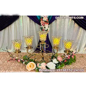 New Five Arms Crystal Centerpiece For Wedding Table Decor Lamp Style Crystal Centerpieces Wedding Five Arms Crystal Center