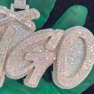 925 Sterling haute qualité personnalisé glacé bijoux fins pendentifs et breloques diamant pendentif Moissanite diamant pendentif argent - Product Image 2